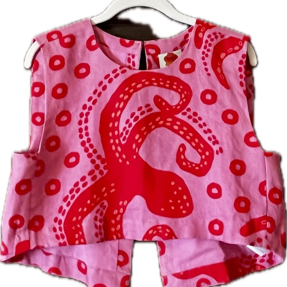 nwt farm rio 'octocool' sleeveless open back crop top - Picture 3 of 8